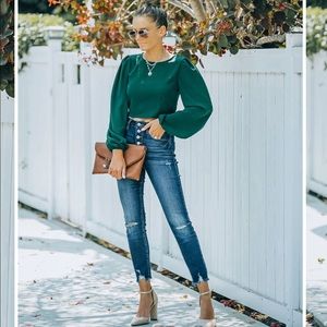 Vici Joyce BIllowed Sleeve Crop Blouse, XS